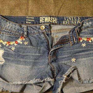 Denim Shorts with Embroidery